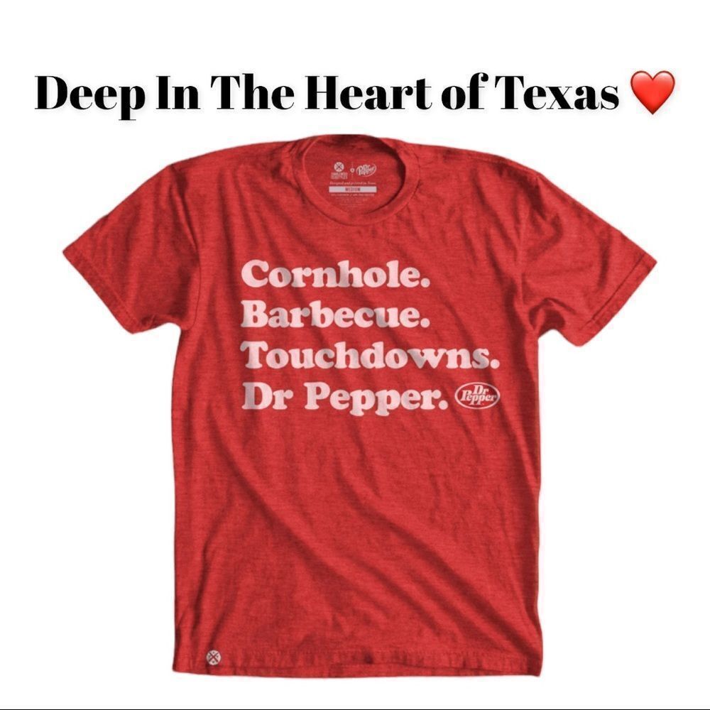 NEW Texas Men's Cornhole Barbecue Touchdowns Dr. Pepper Tee T-Shirt XXL XXXL 3X